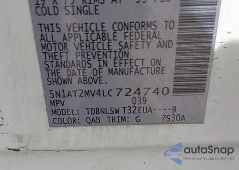 2020 Nissan Rogue Sl Intelligent Awd из США, поврежденный, VIN 5N1AT2MV4LC724740